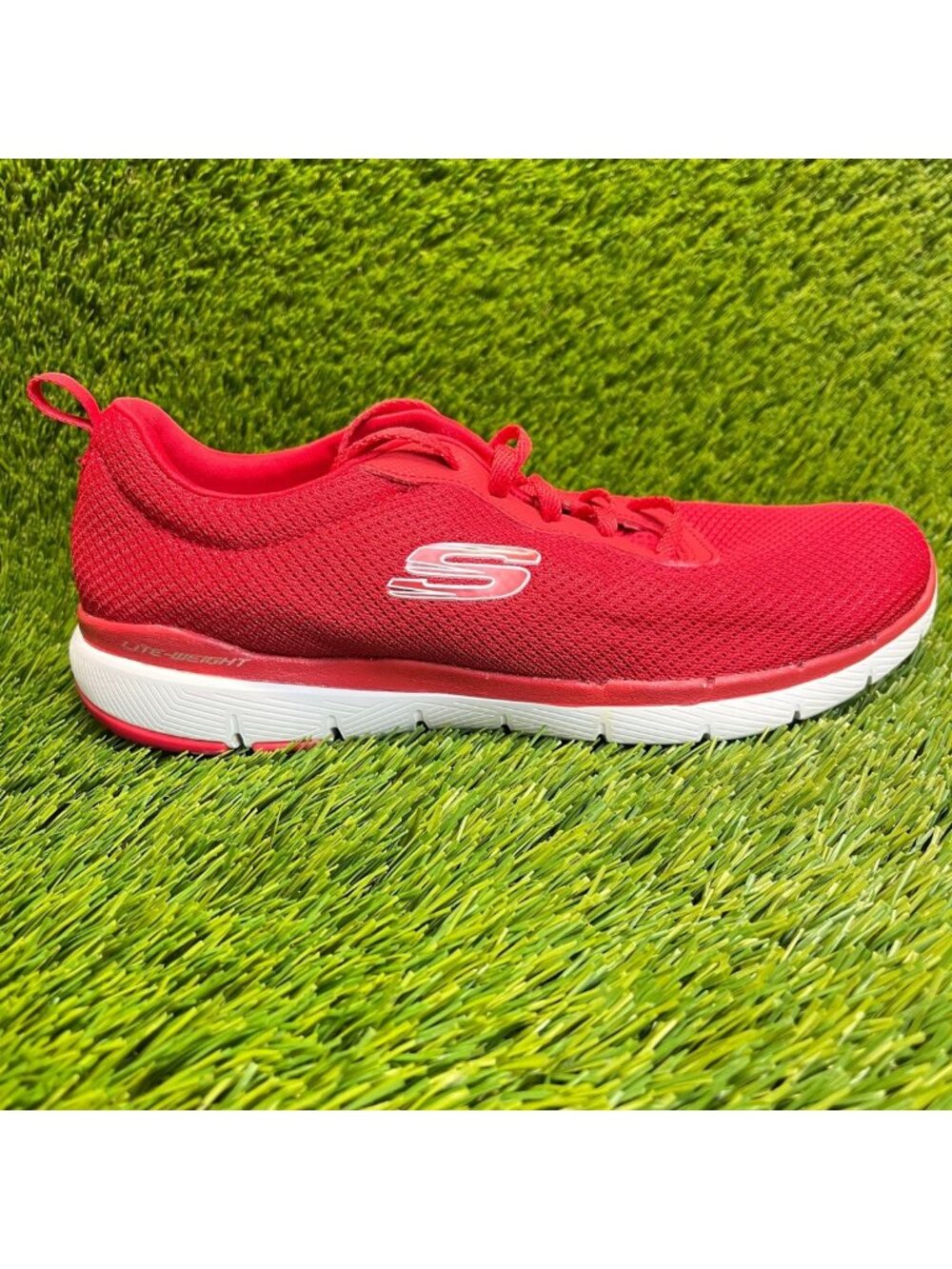 Skechers Flex Appeal 3.0 Womens Size 8D Red White Running Walking Shoes Sneakers